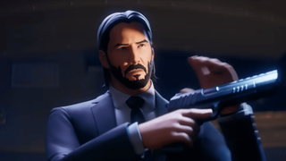 John Wick cocking a pistol in Fortnite Ballistic trailer