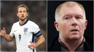 MANCHESTER, ENGLAND - NOVEMBER 07: TNT Sports pundit Paul Scholes during the UEFA Europa League 2024/25 League Phase MD4 match between Manchester United and PAOK FC at Old Trafford on November 07, 2024 in Manchester, England. (Photo by James Gill - Danehouse/Getty Images) Harry Kane in an England shirt