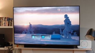 A snowy ambient mode on the Amazon Fire TV Omni Mini-LED