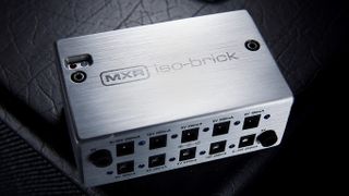 Close up of an MXR Iso-Brick on top of an amplifier