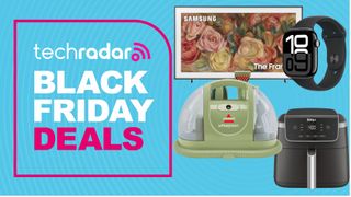 Products from Amazon on a blue TechRadar Black Friday deals background