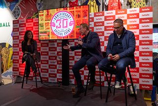 Jules Breach, Ray Parlour and Paul Merson at Classic Football Shirts, London