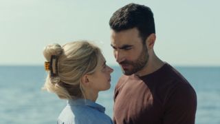 Brett Goldstein and Imogen Poots look at each other in All of You.