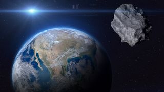 earth and asteroid