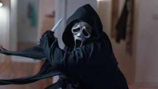 Ghostface swinging knife in Scream VI