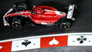 Charles Leclerc of Monaco driving the (16) Ferrari SF-23 on track during the F1 Grand Prix of Las Vegas at Las Vegas Strip Circuit 