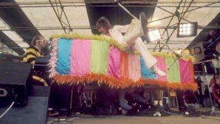 Elton John and Rod Stewart onstage at Vicarage Road 