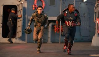 Danny Ramirez as Joaquin Torres and Anthony Mackie as Captain America in Captain America: Brave New World