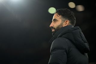 Manchester United manager Ruben Amorim during the UEFA Europa League 2024/25 League Phase MD5 match between Manchester United and FK Bodo/Glimt at Old Trafford on November 28, 2024 in Manchester, England.