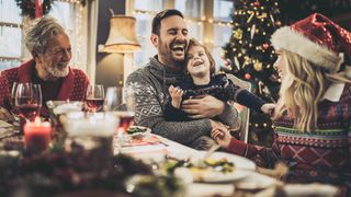 Family enjoying Christmas dinner