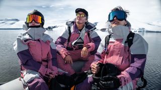 Xavier, Victor and Mila de le Rue on a boat in Antarctica