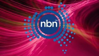 NBN logo on red fibre optic background