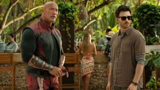 Dwayne &quot;The Rock&quot; Johnson and Chris Evans (L-R) in Prime Video&#039;s &quot;Red One&quot;