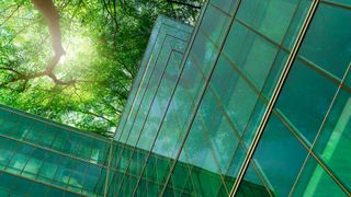 A photo of the windows of an eco-friendly building