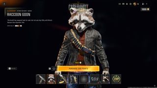 The Cash Bandit bundle in Black Ops 6 showing the Raccoon Goon operator skin