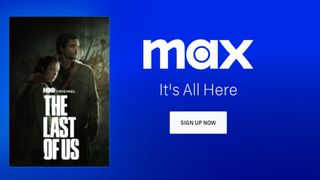 A screenshot of the sign-up game for Max with the poster for The Last of Us TV show next to it. 