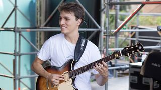 Matteo Mancuso during a sound check at Casa del Jazz, Rome, Italy, 4th August 2024