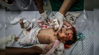 A baby in a hospital in Gaza