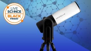 A Unistellar eVscope 2 telescope on a blue background with a Live Science Black Friday badge.