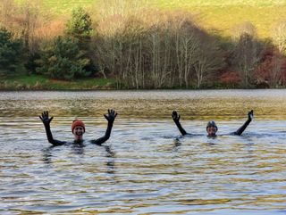 Fiona and friend swim in winter