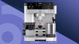 Ninja Luxe Café coffee maker on purple background