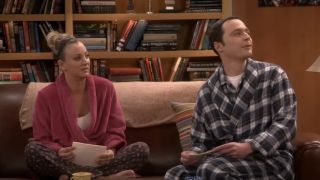 Penny (Kaley Cuoco) and Sheldon Cooper (Jim Parsons) exchange facts on The Big Bang Theory