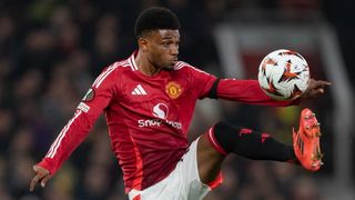 MANCHESTER, ENGLAND - NOVEMBER 7: Amad Diallo of Manchester United in action during the UEFA Europa League 2024/25 League Phase MD4 match between Manchester United and PAOK FC at Old Trafford on November 7, 2024 in Manchester, England. (Photo by Visionhaus/Getty Images)