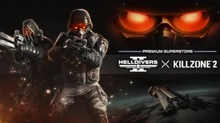 Helldivers 2 Killzone crossover artwork with helldivers dressed in Helghast armor