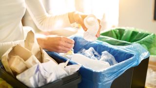 recycling bins being sorted