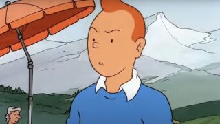 Tintin looks concerned on The Adventures of Tintin