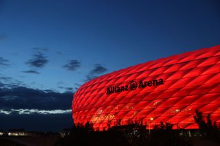 General view outside the stadium prior to the UEFA Champions League Group A stage match between FC Bayern Muenchen and Atletico Madrid at Allianz Arena on October 21, 2020 in Munich, Germany. The game will be played behind closed doors as a COVID-19 precaution.