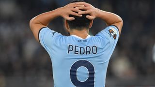 Pedro holds his head in his hands during a match for Lazio ahead of Lazio vs Napoli