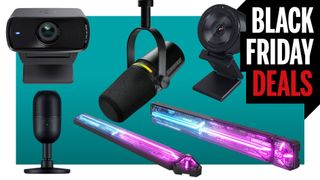 A collection of streaming webcams, microphones and lights on Black Friday discount