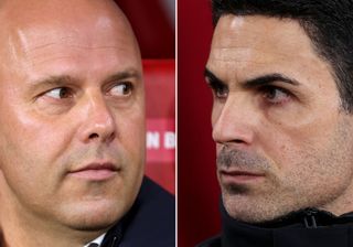 Liverpool and Arsenal managers, Arne Slot and Mikel Arteta, respectively