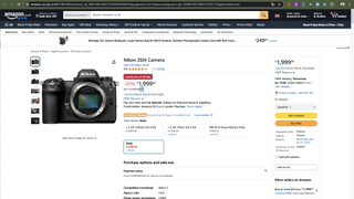 Amazon deals page showing Nikon Z6 III