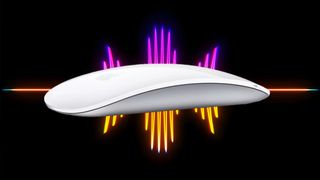 Apple Magic Mouse with soundwaves behind it