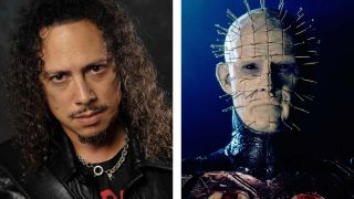 A composite photograph of Metallica’s Kirk Hammett and the Hellraiser character Pinhead