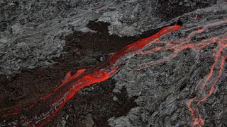 a photo of a lava flow from above