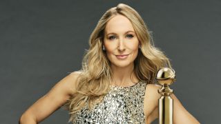 Nikki Glaser with Golden Globe trophy for 2025 Golden Globe Awards