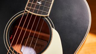 Close up of PRS SE P20E Parlour sound hole