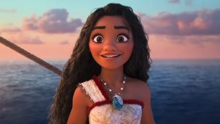 Moana smiling at sea in Moana 2