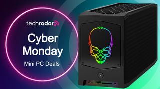 A mini PC next to the text Cyber Monday mini PC deals 