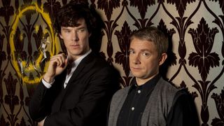 Benedict Cumberbatch as Sherlock Holmes and Martin Freeman as Dr. John Watson in Sherlock