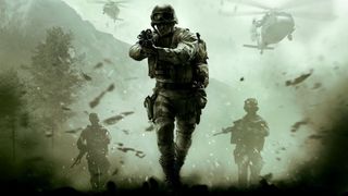 Call of Duty 4: Modern Warfare key art showing soldiers and helicopters