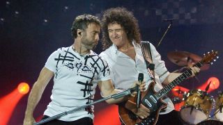 Paul Rodgers and Brian May onstage