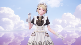 Infinity Nikki - Nikki wearing an animal grooming outfit that looks like a maid outfit