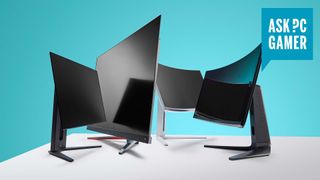 Selection of gaming monitors on a blue gradient