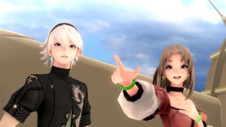 A screenshot of characters in Fantasian Neo Dimension