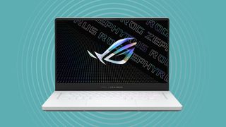 Asus G15 gaming laptop on greenish blue background