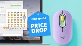 Logitech POP Mouse next to a laptop with a Tom&#039;s Guide deal badge added